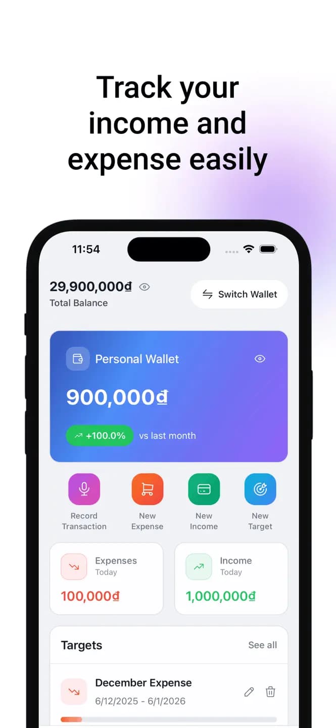 SpendBee overview screen